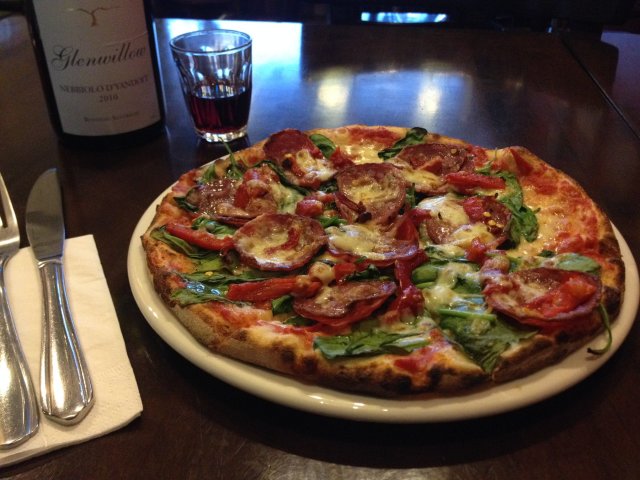 baby spinach, roasted capsicum, Danish feta and salami