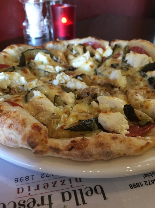 marinated zucchini, salami and fresh ricotta